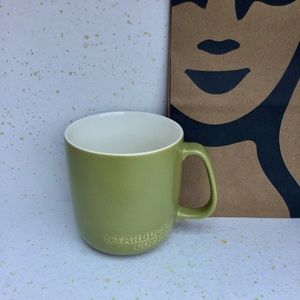 Starbucks New Bone China 16oz Sage Green Embossed  Coffee Mug - 2010